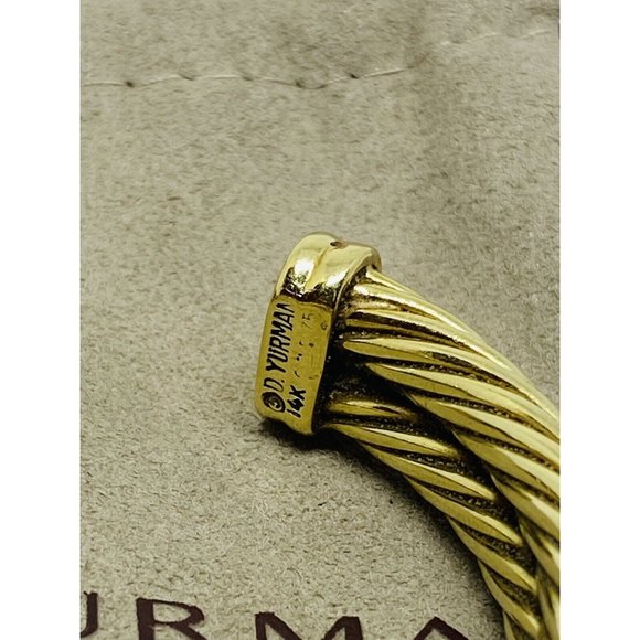 David Yurman Solid 14k Yellow Gold Double Cable Cuff Diamond Bracelet 6.5'' - Picture 8 of 10